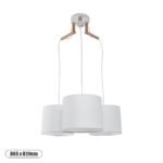 GLOBOSTAR® RAMSON 01526 Μοντέρνο Κρεμαστό Φωτιστικό Οροφής με Ντουί 3 x E27 AC 220-240V IP20 - Λευκό & Μπεζ - Μ65 x Π65 x Υ20cm