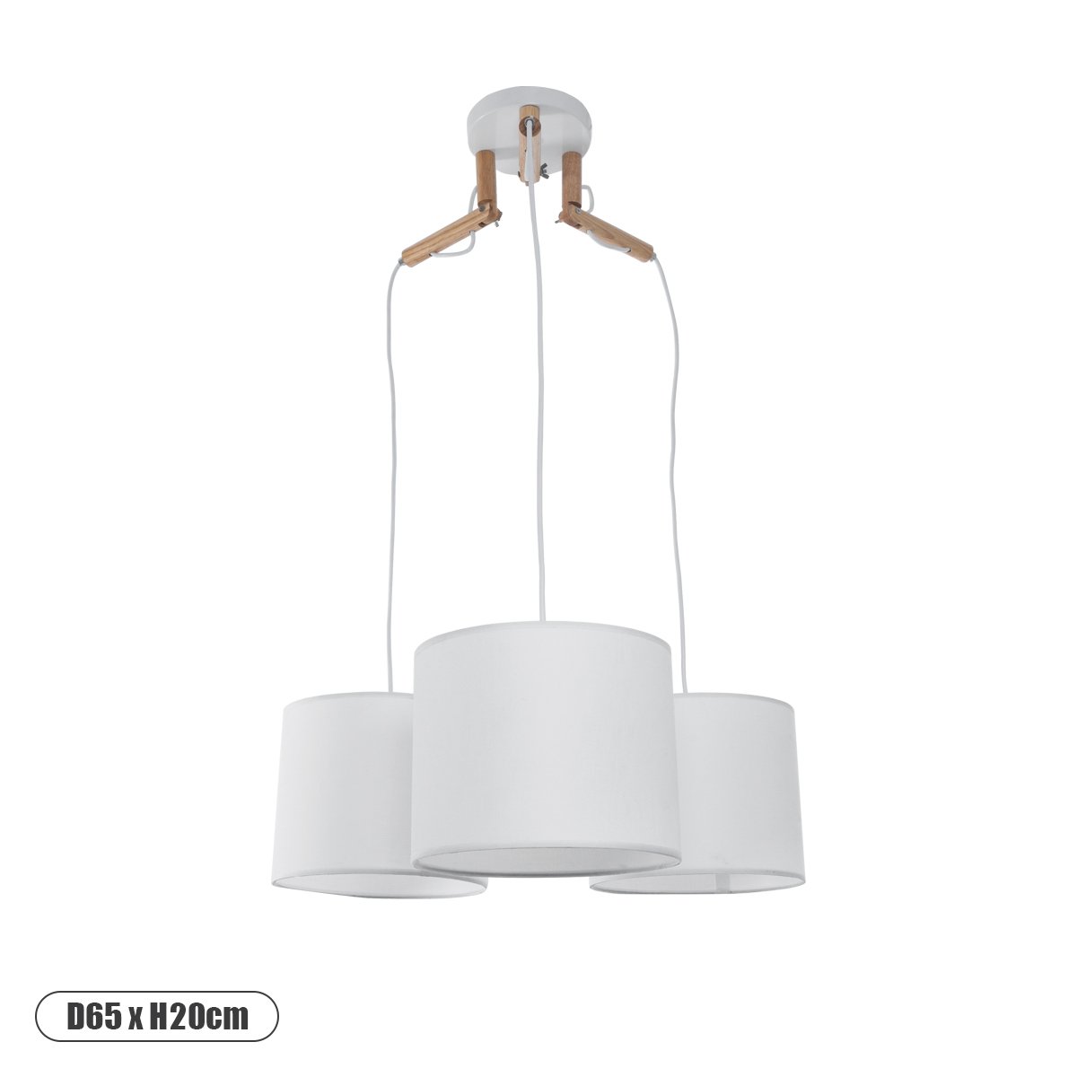 01526_0 GLOBOSTAR® RAMSON 01526 Μοντέρνο Κρεμαστό Φωτιστικό Οροφής με Ντουί 3 x E27 AC 220-240V IP20 - Λευκό & Μπεζ - Μ65 x Π65 x Υ20cm - Image 1