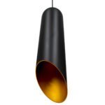 GLOBOSTAR® CARSON 01528 Μοντέρνο Κρεμαστό Φωτιστικό Οροφής με Ντουί 1 x E27 AC 220-240V IP20 - Μαύρο & Χρυσό - Μ12 x Π12 x Υ52cm - Image 5