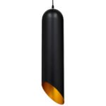 GLOBOSTAR® CARSON 01529 Μοντέρνο Κρεμαστό Φωτιστικό Οροφής με Ντουί 1 x E27 AC 220-240V IP20 - Μαύρο & Χρυσό - Μ15 x Π15 x Υ68cm