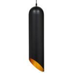 GLOBOSTAR® CARSON 01529 Μοντέρνο Κρεμαστό Φωτιστικό Οροφής με Ντουί 1 x E27 AC 220-240V IP20 - Μαύρο & Χρυσό - Μ15 x Π15 x Υ68cm - Image 4