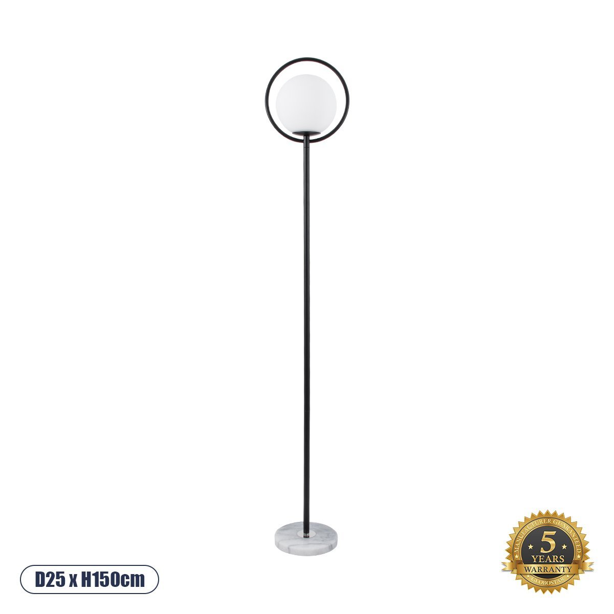 01540_0_ GLOBOSTAR® VERSAILLES 01540 Μοντέρνο Επιδαπέδιο Φωτιστικό με Ντουί 1 x E27 AC 220-240V IP20 - Μαύρο & Λευκό - Μ25 x Π25 x Υ150cm - Image 1