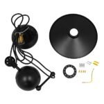 GLOBOSTAR® CARILO 01549 Vintage Κρεμαστό Φωτιστικό Οροφής με Ντουί 1 x E27 AC 220-240V IP20 - Μαύρο & Χρυσό - Μ32 x Π26 x Υ120cm - Image 9