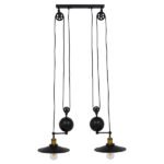 GLOBOSTAR® CARILO 01550 Vintage Κρεμαστό Φωτιστικό Οροφής με Ντουί 2 x E27 AC 220-240V IP20 - Μαύρο & Χρυσό - Μ72 x Π26 x Υ120cm