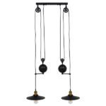 GLOBOSTAR® CARILO 01550 Vintage Κρεμαστό Φωτιστικό Οροφής με Ντουί 2 x E27 AC 220-240V IP20 - Μαύρο & Χρυσό - Μ72 x Π26 x Υ120cm - Image 2