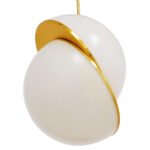 GLOBOSTAR® HUDSON 01554 Μοντέρνο Κρεμαστό Φωτιστικό Οροφής με Ντουί 1 x E27 AC 220-240V IP20 - Λευκό & Χρυσό - Μ20 x Π20 x Υ25cm - Image 4