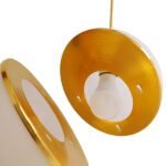 GLOBOSTAR® HUDSON 01554 Μοντέρνο Κρεμαστό Φωτιστικό Οροφής με Ντουί 1 x E27 AC 220-240V IP20 - Λευκό & Χρυσό - Μ20 x Π20 x Υ25cm - Image 7