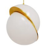 GLOBOSTAR® HUDSON 01555 Μοντέρνο Κρεμαστό Φωτιστικό Οροφής με Ντουί 1 x E27 AC 220-240V IP20 - Λευκό & Χρυσό - Μ30 x Π30 x Υ34cm - Image 4