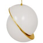 GLOBOSTAR® HUDSON 01555 Μοντέρνο Κρεμαστό Φωτιστικό Οροφής με Ντουί 1 x E27 AC 220-240V IP20 - Λευκό & Χρυσό - Μ30 x Π30 x Υ34cm - Image 5