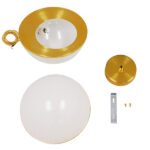 GLOBOSTAR® HUDSON 01555 Μοντέρνο Κρεμαστό Φωτιστικό Οροφής με Ντουί 1 x E27 AC 220-240V IP20 - Λευκό & Χρυσό - Μ30 x Π30 x Υ34cm - Image 9