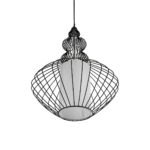 GLOBOSTAR® LILY 01558 Vintage Κρεμαστό Φωτιστικό Οροφής με Ντουί 1 x E27 AC 220-240V IP20 - Μαύρο & Λευκό - Μ43 x Π43 x Υ55cm - Image 6