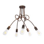 GLOBOSTAR® PAULELI 01564 Μοντέρνο Φωτιστικό Οροφής με Ντουί 5 x E27 AC 220-240V IP20 - Χάλκινο - Μ80 x Π80 x Υ40cm - Image 2