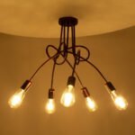 GLOBOSTAR® PAULELI 01564 Μοντέρνο Φωτιστικό Οροφής με Ντουί 5 x E27 AC 220-240V IP20 - Χάλκινο - Μ80 x Π80 x Υ40cm - Image 3