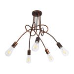 GLOBOSTAR® PAULELI 01564 Μοντέρνο Φωτιστικό Οροφής με Ντουί 5 x E27 AC 220-240V IP20 - Χάλκινο - Μ80 x Π80 x Υ40cm - Image 5