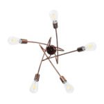 GLOBOSTAR® PAULELI 01564 Μοντέρνο Φωτιστικό Οροφής με Ντουί 5 x E27 AC 220-240V IP20 - Χάλκινο - Μ80 x Π80 x Υ40cm - Image 6