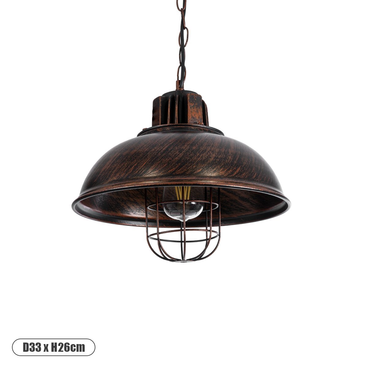 01572_0 GLOBOSTAR® HARROW 01572 Vintage Κρεμαστό Φωτιστικό Οροφής με Ντουί 1 x E27 AC 220-240V IP20 - Χάλκινο - Μ33 x Π33 x Υ26cm - Image 1