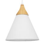 GLOBOSTAR® SHADE TEXTILE 01577 Μοντέρνο Κρεμαστό Φωτιστικό Οροφής με Ντουί 1 x E27 AC 220-240V IP20 - Λευκό & Μπεζ - Μ25 x Π25 x Υ30cm