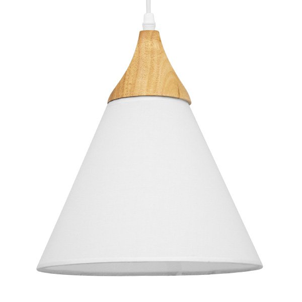 01577_0 GLOBOSTAR® SHADE TEXTILE 01577 Μοντέρνο Κρεμαστό Φωτιστικό Οροφής με Ντουί 1 x E27 AC 220-240V IP20 - Λευκό & Μπεζ - Μ25 x Π25 x Υ30cm - Image 1