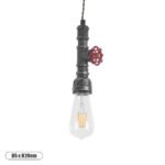 GLOBOSTAR® SPIGOT 01583 Vintage Κρεμαστό Φωτιστικό Οροφής με Ντουί 1 x E27 AC 220-240V IP20 - Ασημί & Κόκκινο - Μ5 x Π5 x Y20cm