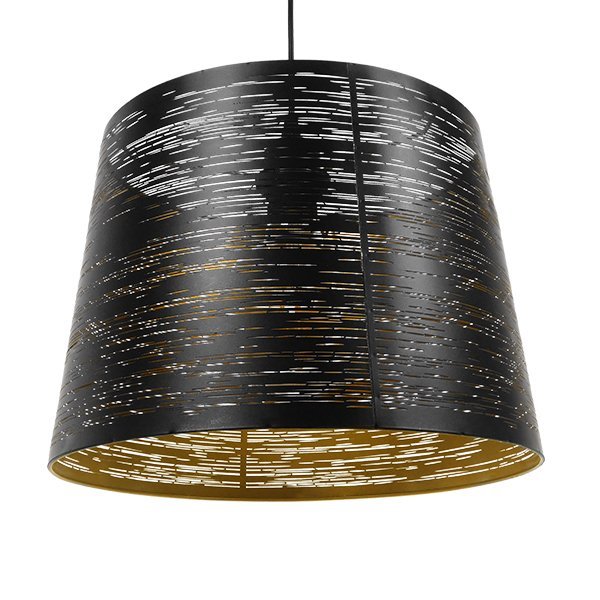 01584_0 GLOBOSTAR® ACCADEMIA 01584 Μοντέρνο Κρεμαστό Φωτιστικό Οροφής με Ντουί 1 x E27 AC 220-240V IP20 - Μαύρο & Χρυσό - Μ35 x Π35 x Y25cm - Image 1