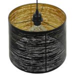 GLOBOSTAR® ACCADEMIA 01584 Μοντέρνο Κρεμαστό Φωτιστικό Οροφής με Ντουί 1 x E27 AC 220-240V IP20 - Μαύρο & Χρυσό - Μ35 x Π35 x Y25cm - Image 5