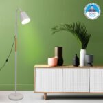 GLOBOSTAR® RIBBON 01586 Μοντέρνο Επιδαπέδιο Φωτιστικό με Ντουί 1 x E27 AC 220-240V IP20 - Λευκό & Μπεζ - Μ13 x Π13 x Υ164cm - Image 3