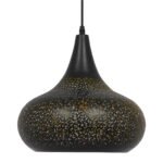 GLOBOSTAR® JANIS 01590 Μοντέρνο Κρεμαστό Φωτιστικό Οροφής με Ντουί 1 x E27 AC 220-240V IP20 - Μαύρο & Χρυσό - Μ30 x Π30 x Υ30cm - Image 5