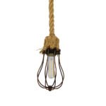 GLOBOSTAR® CAMBER 01595 Vintage Κρεμαστό Φωτιστικό Οροφής με Ντουί 1 x E27 AC 220-240V IP20 - Χάλκινο & Μπεζ - Μ11 x Π11 x Υ25cm - Image 3