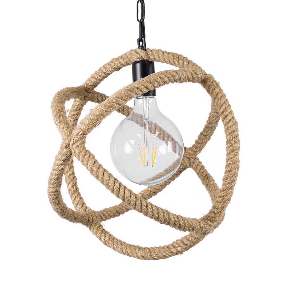 01596_0 GLOBOSTAR® BALANCE 01596 Vintage Κρεμαστό Φωτιστικό Οροφής με Ντουί 1 x E27 AC 220-240V IP20 - Μαύρο & Μπεζ - Μ35 x Π35 x Υ36cm - Image 1