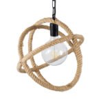 GLOBOSTAR® BALANCE 01596 Vintage Κρεμαστό Φωτιστικό Οροφής με Ντουί 1 x E27 AC 220-240V IP20 - Μαύρο & Μπεζ - Μ35 x Π35 x Υ36cm - Image 7