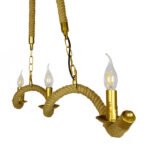 GLOBOSTAR® LUXOR 01598 Vintage Κρεμαστό Φωτιστικό Οροφής με Ντουί 3 x E14 AC 220-240V IP20 - Χρυσό & Μπεζ - Μ75 x Π13 x Y18cm - Image 3