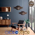 GLOBOSTAR® SASSO 01602 Boho Κρεμαστό Φωτιστικό Οροφής με Ντουί 1 x E27 AC 220-240V IP20 - Καφέ - Μ50 x Π50 x Y23cm - Image 8