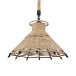 GLOBOSTAR® OZERO 01603 Boho Κρεμαστό Φωτιστικό Οροφής με Ντουί 1 x E27 AC 220-240V IP20 - Μπεζ & Μαύρο - Μ41 x Π41 x Y28cm