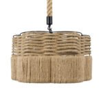 GLOBOSTAR® TONDO 01604 Boho Κρεμαστό Φωτιστικό Οροφής με Ντουί 1 x E27 AC 220-240V IP20 - Μπεζ & Μαύρο - Μ38 x Π38 x Y21cm - Image 5