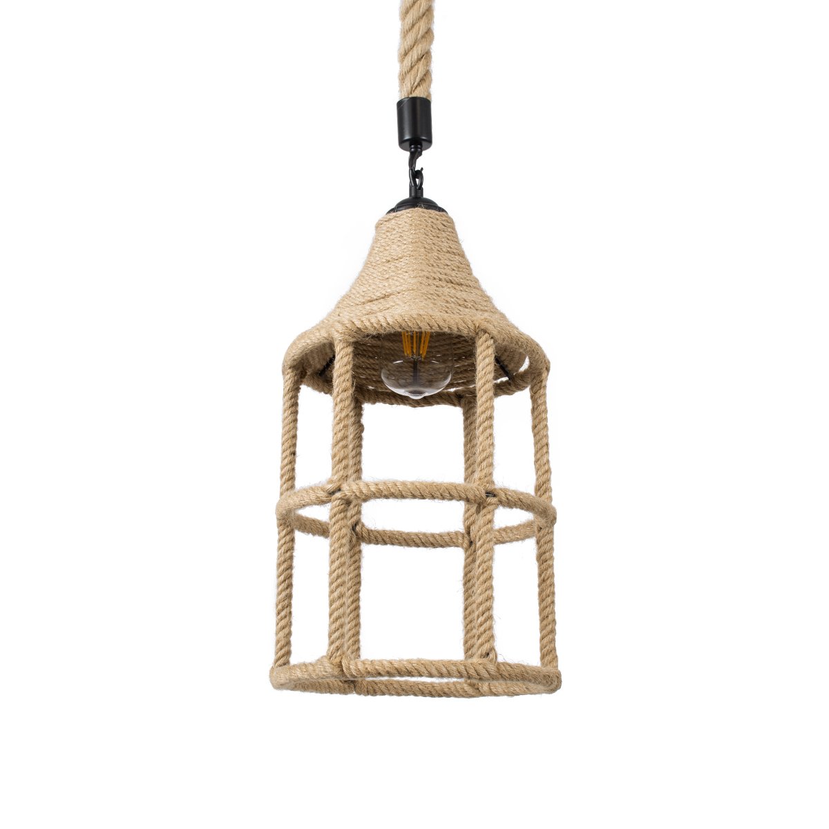 01612_0 GLOBOSTAR® YUBA 01612 Boho Κρεμαστό Φωτιστικό Οροφής με Ντουί 1 x E27 AC 220-240V IP20 - Μπεζ - Μ22 x Π22 x Y40cm - Image 1