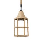 GLOBOSTAR® YUBA 01612 Boho Κρεμαστό Φωτιστικό Οροφής με Ντουί 1 x E27 AC 220-240V IP20 - Μπεζ - Μ22 x Π22 x Y40cm - Image 5