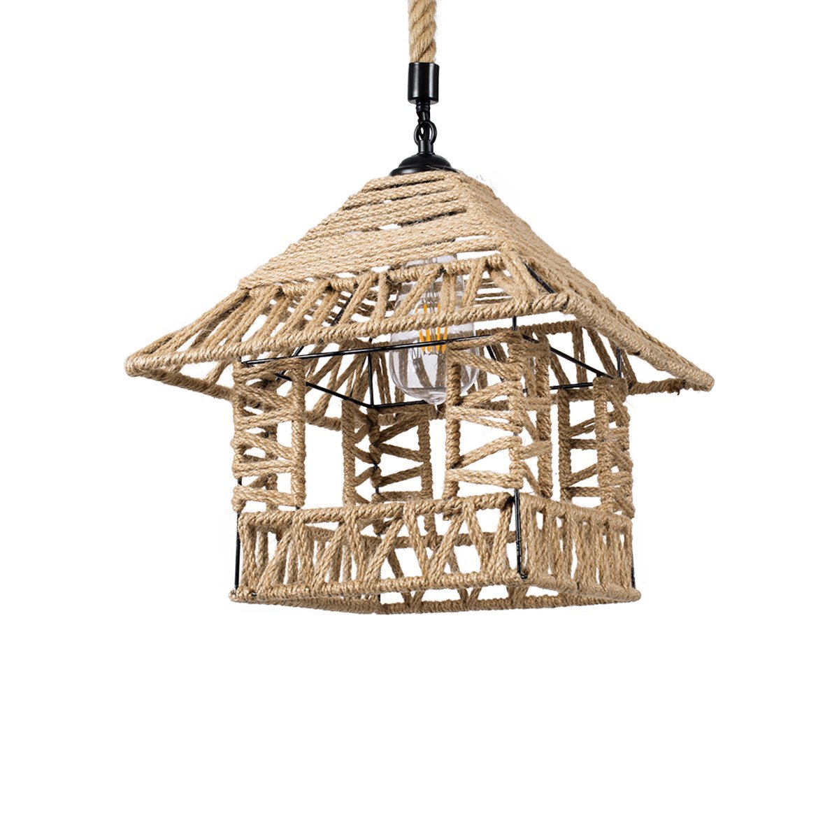 01613_0 GLOBOSTAR® SPIKY 01613 Boho Κρεμαστό Φωτιστικό Οροφής με Ντουί 1 x E27 AC 220-240V IP20 - Μπεζ - Μ43 x Π43 x Y28cm - Image 1