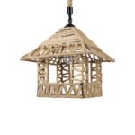 GLOBOSTAR® SPIKY 01613 Boho Κρεμαστό Φωτιστικό Οροφής με Ντουί 1 x E27 AC 220-240V IP20 - Μπεζ - Μ43 x Π43 x Y28cm - Image 5