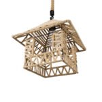 GLOBOSTAR® SPIKY 01613 Boho Κρεμαστό Φωτιστικό Οροφής με Ντουί 1 x E27 AC 220-240V IP20 - Μπεζ - Μ43 x Π43 x Y28cm - Image 7