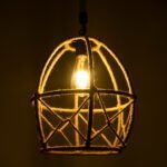 GLOBOSTAR® TELAN 01615 Vintage Κρεμαστό Φωτιστικό Οροφής με Ντουί 1 x E27 AC 220-240V IP20 - Μπεζ - Μ30 x Π30 x Υ38cm - Image 3