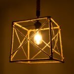 GLOBOSTAR® POLISHED 01616 Vintage Κρεμαστό Φωτιστικό Οροφής με Ντουί 1 x E27 AC 220-240V IP20 - Μαύρο & Μπεζ - Μ30 x Π30 x Υ30cm - Image 3