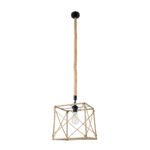 GLOBOSTAR® POLISHED 01616 Vintage Κρεμαστό Φωτιστικό Οροφής με Ντουί 1 x E27 AC 220-240V IP20 - Μαύρο & Μπεζ - Μ30 x Π30 x Υ30cm - Image 4