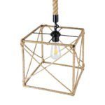 GLOBOSTAR® POLISHED 01616 Vintage Κρεμαστό Φωτιστικό Οροφής με Ντουί 1 x E27 AC 220-240V IP20 - Μαύρο & Μπεζ - Μ30 x Π30 x Υ30cm - Image 7