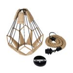 GLOBOSTAR® CONICAL 01617 Vintage Κρεμαστό Φωτιστικό Οροφής με Ντουί 1 x E27 AC 220-240V IP20 - Μαύρο & Μπεζ - Μ30 x Π30 x Υ40cm - Image 11