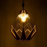 GLOBOSTAR® CONICAL 01617 Vintage Κρεμαστό Φωτιστικό Οροφής με Ντουί 1 x E27 AC 220-240V IP20 - Μαύρο & Μπεζ - Μ30 x Π30 x Υ40cm - Image 3