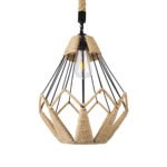 GLOBOSTAR® CONICAL 01617 Vintage Κρεμαστό Φωτιστικό Οροφής με Ντουί 1 x E27 AC 220-240V IP20 - Μαύρο & Μπεζ - Μ30 x Π30 x Υ40cm - Image 5