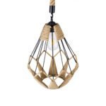 GLOBOSTAR® CONICAL 01617 Vintage Κρεμαστό Φωτιστικό Οροφής με Ντουί 1 x E27 AC 220-240V IP20 - Μαύρο & Μπεζ - Μ30 x Π30 x Υ40cm - Image 7