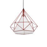 GLOBOSTAR® KAIRI 01620 Μοντέρνο Κρεμαστό Φωτιστικό Οροφής με Ντουί 1 x E27 AC 220-240V IP20 - Κόκκινο & Λευκό - Μ38 x Π38 x Υ39cm - Image 6