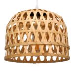 GLOBOSTAR® MANGEA 01634 Boho Κρεμαστό Φωτιστικό Οροφής με Ντουί 1 x E27 AC 220-240V IP20 - Μπεζ - Μ32 x Π32 x Υ30cm