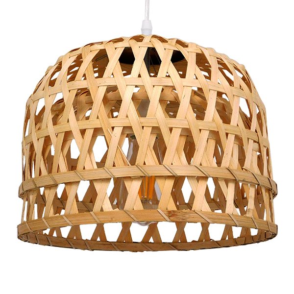 01634_0 GLOBOSTAR® MANGEA 01634 Boho Κρεμαστό Φωτιστικό Οροφής με Ντουί 1 x E27 AC 220-240V IP20 - Μπεζ - Μ32 x Π32 x Υ30cm - Image 1